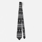 Aztec White on Black Mixed Motive Repeat Pattern Krawatte (Vorderseite)