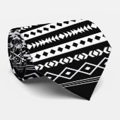 Aztec White on Black Mixed Motive Repeat Pattern Krawatte (Gerollt)