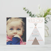 Aztec Wild One | Einladung zum ersten Geburtstag F (Stehend Vorderseite)
