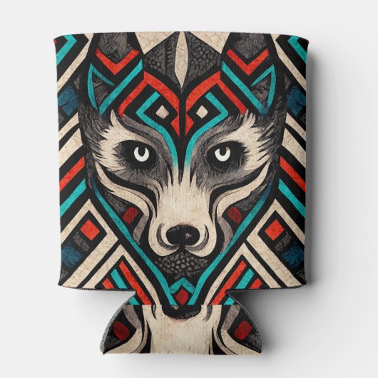 Aztec Wolf Face Dosenkühler (Rückseite)