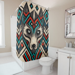 Aztec Wolf Face Duschvorhang