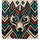 Aztec Wolf Face Duschvorhang (Vorderseite)