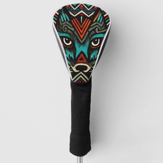 Aztec Wolf Face Golf Headcover (Vorderseite)