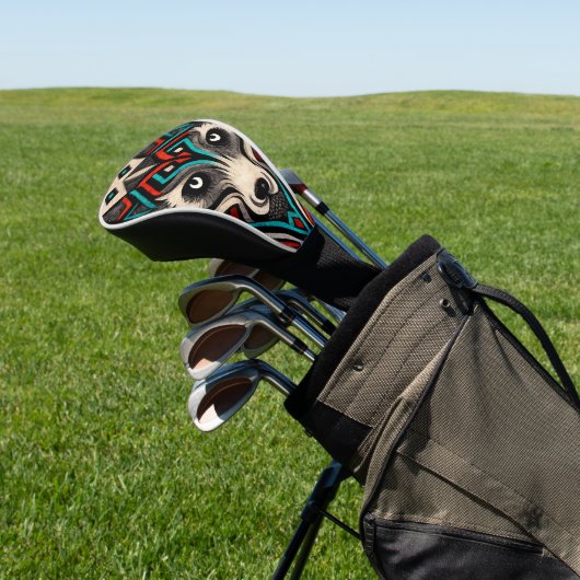 Aztec Wolf Face Golf Headcover (In SItu)