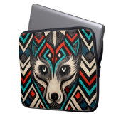 Aztec Wolf Face Laptopschutzhülle (Vorderseite Links)