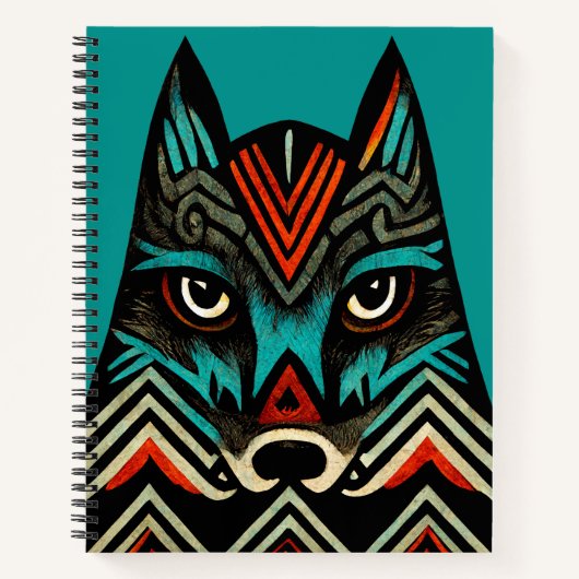 Aztec Wolf Face Notebook Notizblock (Vorderseite)
