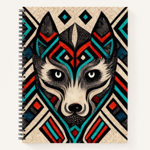 Aztec Wolf Face Notizblock
