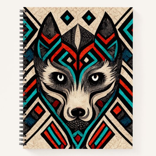 Aztec Wolf Face Notizblock (Vorderseite)