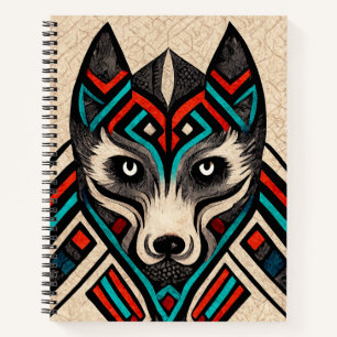 Aztec Wolf Face Notizblock