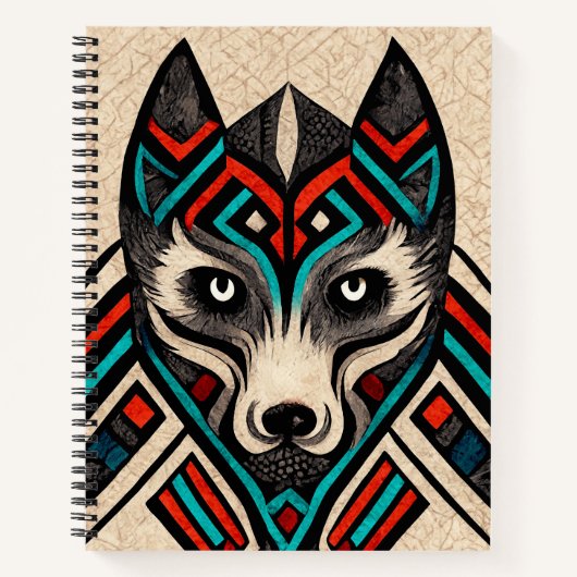 Aztec Wolf Face Notizblock (Vorderseite)