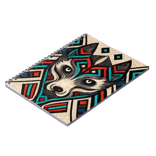 Aztec Wolf Face Notizblock (Linke Seite)