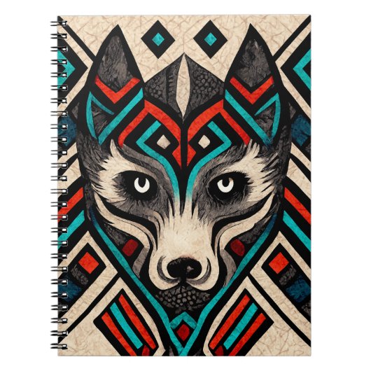 Aztec Wolf Face Notizblock (Vorderseite)