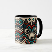 Aztec Wolf Face Tasse (VorderseiteRechts)