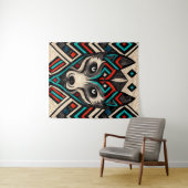 Aztec Wolf Face Wandteppich (Beispiel (Horizontal))