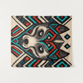 Aztec Wolf Face Wandteppich (Vorderseite (Horizontal))