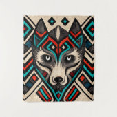 Aztec Wolf Face Wandteppich (Vorderseite)