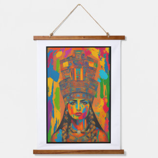 Aztec Woman Art Wandteppich Mit Holzrahmen