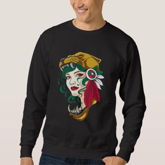 Aztec Woman - Mexican Girl - Chava - Hecho en Mexi Sweatshirt (Vorderseite)