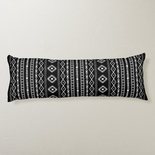 Aztec Wt Gray Blk Mixed Motifs V Rpt Muster Seitenschläferkissen (Rückseite)