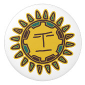 Aztec Yellow Sun Motif Keramikknauf (Vorderseite)