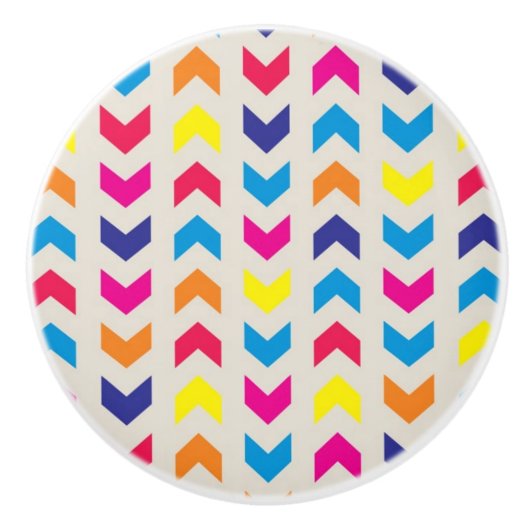 Aztec Zickzack bunt Keramikknauf (Vorderseite)