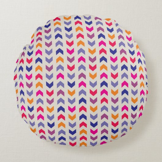 Aztec Zickzack Farbmuster Rundes Kissen (Vorderseite)
