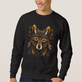 Azteca Fox Illustration Traditional Mexico Animal Sweatshirt