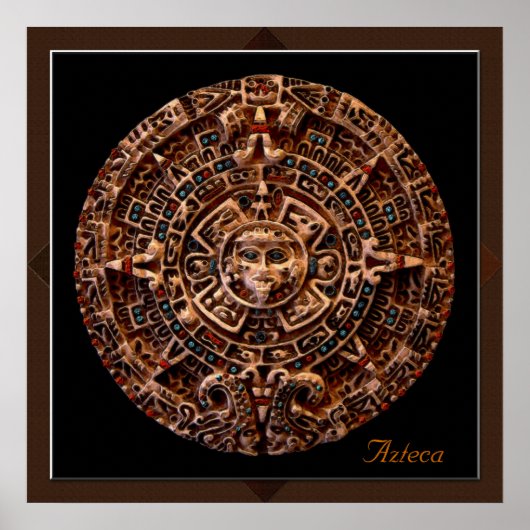 "AZTECA" Maya Sun Calender Art Print Poster (Vorne)