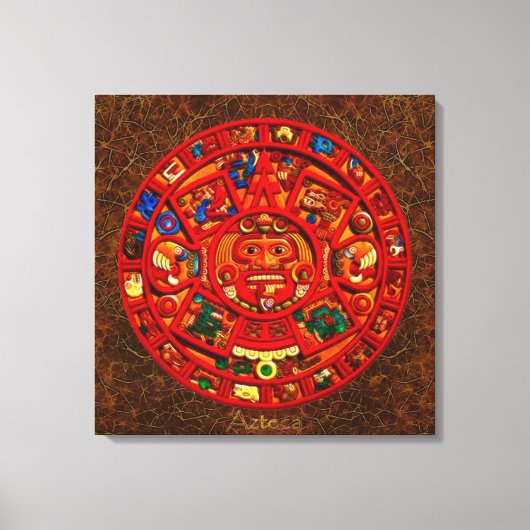 AZTECA ~ Mayan\Aztec Sun Calendar Art Print Leinwanddruck (Vorderseite)