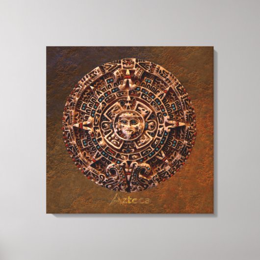 AZTECA ~ Mayan - Aztec Sun Calender Art Print Leinwanddruck (Vorderseite)
