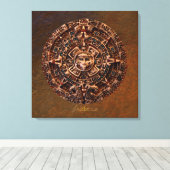 AZTECA ~ Mayan - Aztec Sun Calender Art Print Leinwanddruck (Insitu (Holzboden))