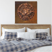 AZTECA ~ Mayan - Aztec Sun Calender Art Print Leinwanddruck (Insitu (Schlafzimmer))