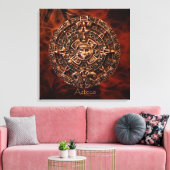AZTECA ~ Mayan - Aztec Sun Calender Art Print Leinwanddruck (Insitu (Wohnzimmer))