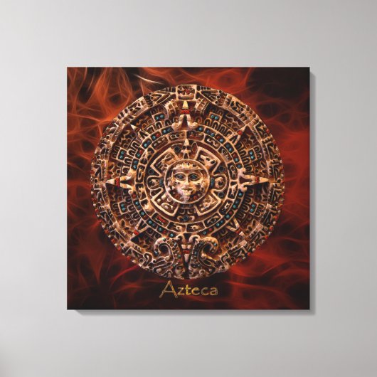 AZTECA ~ Mayan - Aztec Sun Calender Art Print Leinwanddruck (Vorderseite)