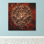 AZTECA ~ Mayan - Aztec Sun Calender Art Print Leinwanddruck (Insitu (Holzboden))
