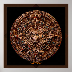 AZTECA ~ Mayan - Aztec Sun Calender Art Print Poster