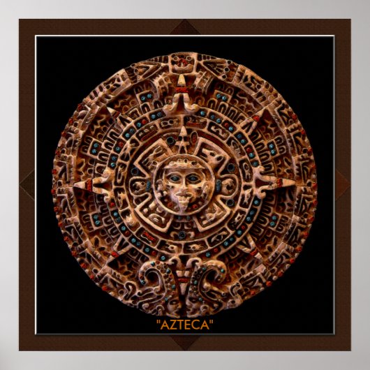 AZTECA ~ Mayan - Aztec Sun Calender Art Print Poster (Vorne)