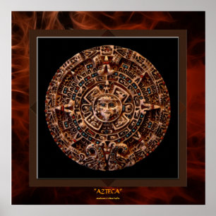 AZTECA ~ Mayan - Aztekische Sonnenkalender-Kunst d Poster