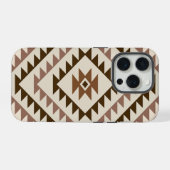 Aztek-Diamant-Motiv-Design Braun+Creme iPhone Hülle (Rückseite (Horizontal))