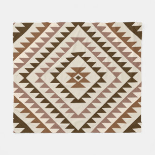Aztek-Diamant-Muster-Design Braun+Creme Fleecedecke