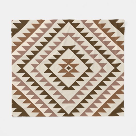 Aztek-Diamant-Muster-Design Braun+Creme Fleecedecke (Vorderseite (Horizontal))