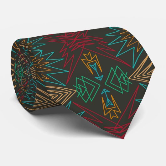 Aztek Native American geometrisches Linienmuster K Krawatte (Gerollt)