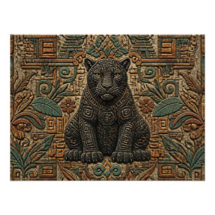 Aztek Schwarz Panther Tribal Steinmuster Fotodruck