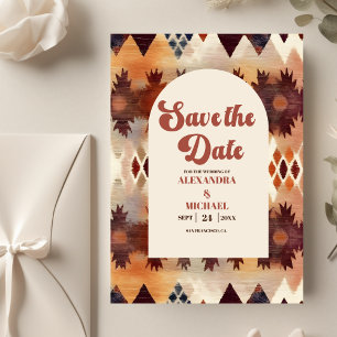 Aztek-Stammesbraun Ethnische westliche Hochzeit Save The Date