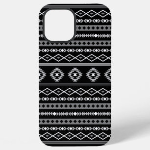 Aztek Weiß Grau Schwarz Gemischte Motive Muster iPhone 12 Pro Max Hülle
