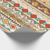 Aztekale Stammbauweise in Streifen, Vintager Illus Geschenkpapier (Ecke)