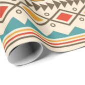 Aztekale Stammbauweise in Streifen, Vintager Illus Geschenkpapier (Rolleneckpunkt)