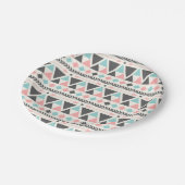 Azteke-inspirierte Koralle und Minzen-Muster Pappteller (Schrägansicht)