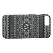 Azteke Stylized Ptn Schwarzes u. Grau I Case-Mate iPhone Hülle (Rückseite (Horizontal))