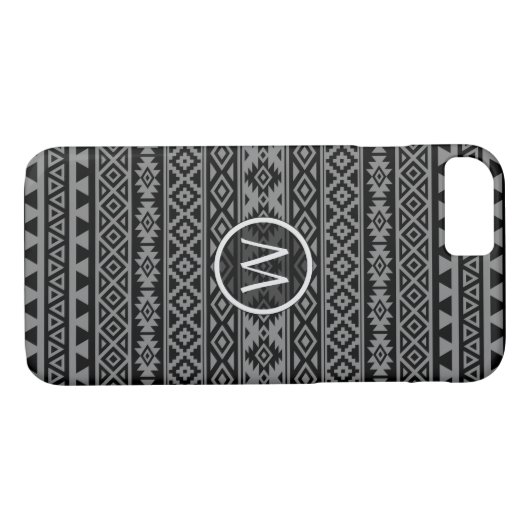 Azteke Stylized Ptn Schwarzes u. Grau I Case-Mate iPhone Hülle (Rückseite (Horizontal))